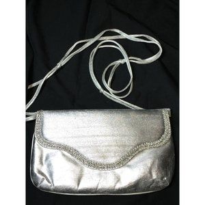 VIntage Le Regale Ltd. Rhinestone Fancy Shiny Silver Mini Formal Evening Purse
